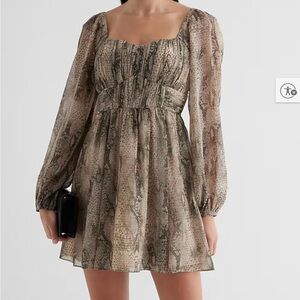Express Snake Print Babydoll Dress | Size Medium | NWOT